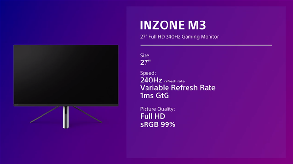 索尼新品牌INZONE推出4K144Hz电竞显示器：国行今晚就来