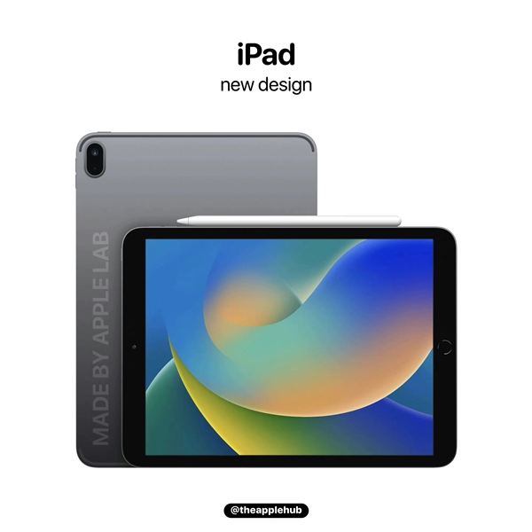 5年来首次改款！新款iPad外观图出炉：实体Home键+直角边框