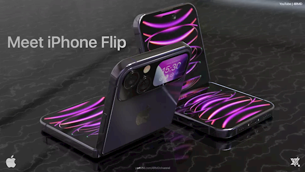iPhone 15 Flip折叠屏手机最新渲染图曝光：翻盖设计、灵动岛果味十足