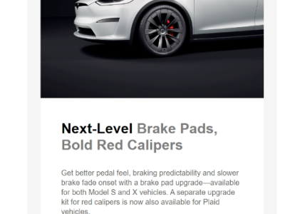 特斯拉推出全新刹车升级方案，提升Model S和Model X性能