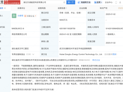 湖北东湖能控科技新成立，梅雁吉祥等联手布局能源领域