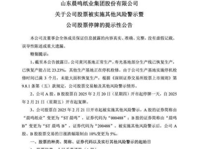 晨鸣纸业“戴帽”ST，造纸巨头深陷困境未来何处寻出路？