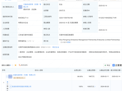 柏诚股份携手伙伴无锡新设企管公司，注册资本200万