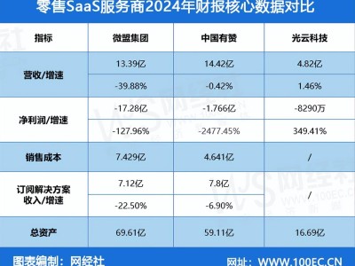 微盟 有赞 光云谁亏最多？零售SaaS服务商“三剑客”2024年报比拼