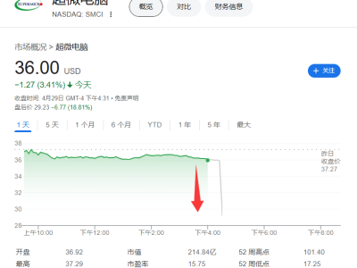 超微电脑业绩爆冷，盘后暴跌20%，服务器巨头股价连带受创