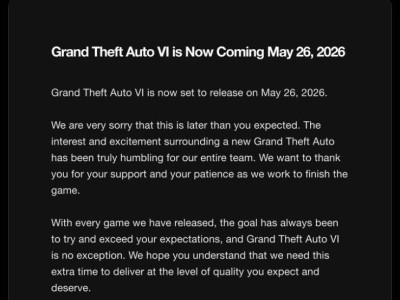 《GTA6》发售再延期！R星官宣新日期：2026年5月26日