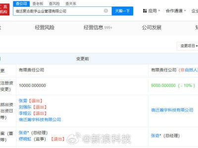 刘强东悄然离场，宿迁聚合数字企业管理公司股东阵容大变动