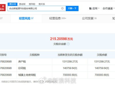 哪吒汽车关联公司被曝欠税215万，涉及税种包括土地使用税等