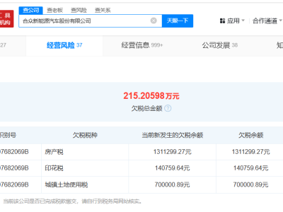 哪吒汽车陷欠税风波，215万税款成焦点