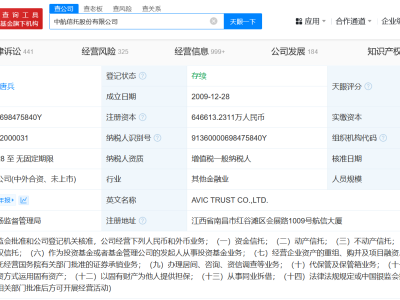 中航信托被执行超13亿，巨额债务风波引发关注