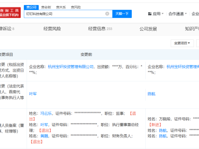 陈航接棒钉钉科技法人，叶军卸任执行董事一职