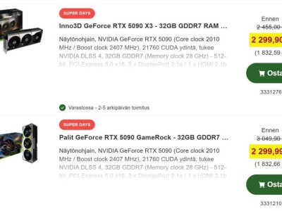 RTX 5090欧洲降价，高端显卡市场价格波动，恢复MSRP指日可待？