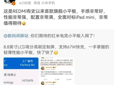 小米REDMI旗舰小平板来袭，王腾自信对标iPad mini，配置如何？