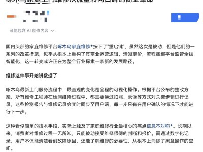 啄木鸟维修改革背后：是真整改还是重启公关策略？