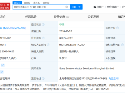 索尼半导体公司大幅减资 索尼半导体公司减资至350万 降幅约88%