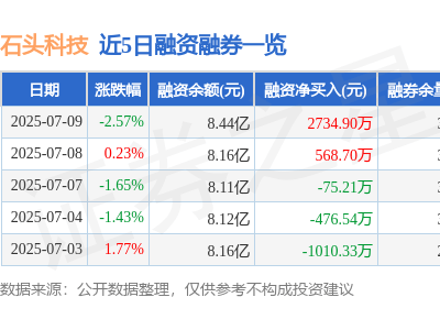 石头科技7月9日股价下跌，主力资金净流出超4000万元