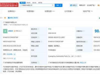 广汽零部件公司注册资本大增25%，总额近21亿人民币