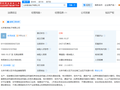 索尼中国合资公司北京索鸿电子宣告注销