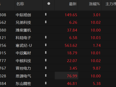 A股资金流向大分化：中际旭创获宠，北方稀土遭弃净流出超10亿