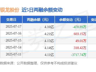 银龙股份7月17日融资动态：净买入负470万，融资融券余额降至4.16亿