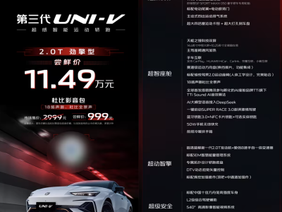 全新长安UNI-V将于8月7日上市 11.49万起售