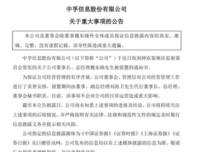 董事长、董秘均遭留置！中孚信息回应均为个人原因，公司一季度亏损8600万
