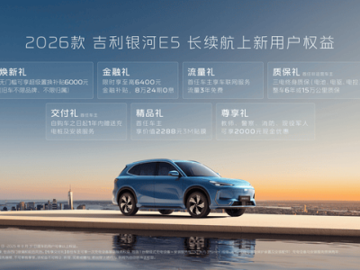 2026款吉利银河E5长续航版上市，续航智能双提升，巩固15万内纯电SUV王者地位