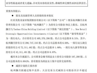 阿里瘦身计划：红星美凯龙减持套现4亿，重返巅峰之路？