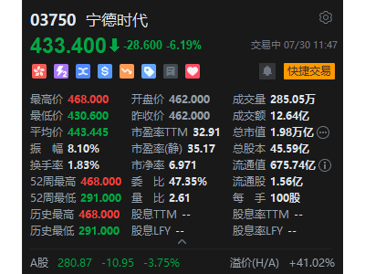 宁德时代A、H股下跌，今日公布上半年业绩能否稳住市场信心？