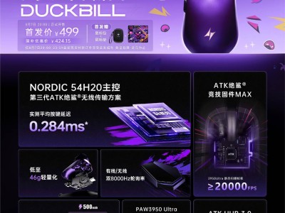 ATK烈空鸭嘴兽鼠标新品首发：Nordic主控+旗舰传感器，499元起售