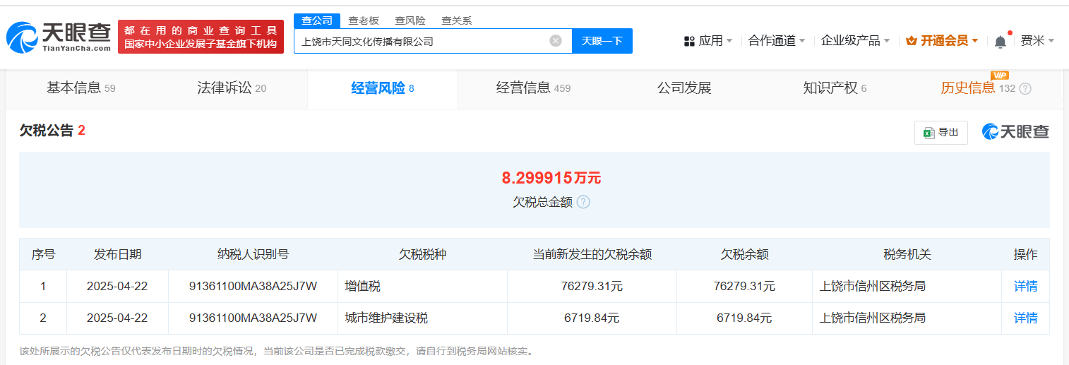欠税公告详情