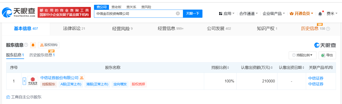 中信金石投资有限公司经营范围