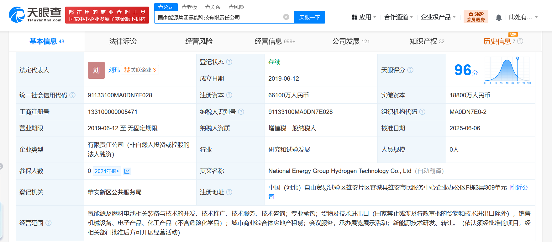 国家能源集团氢能科技公司增资至6.61亿 增幅约252%