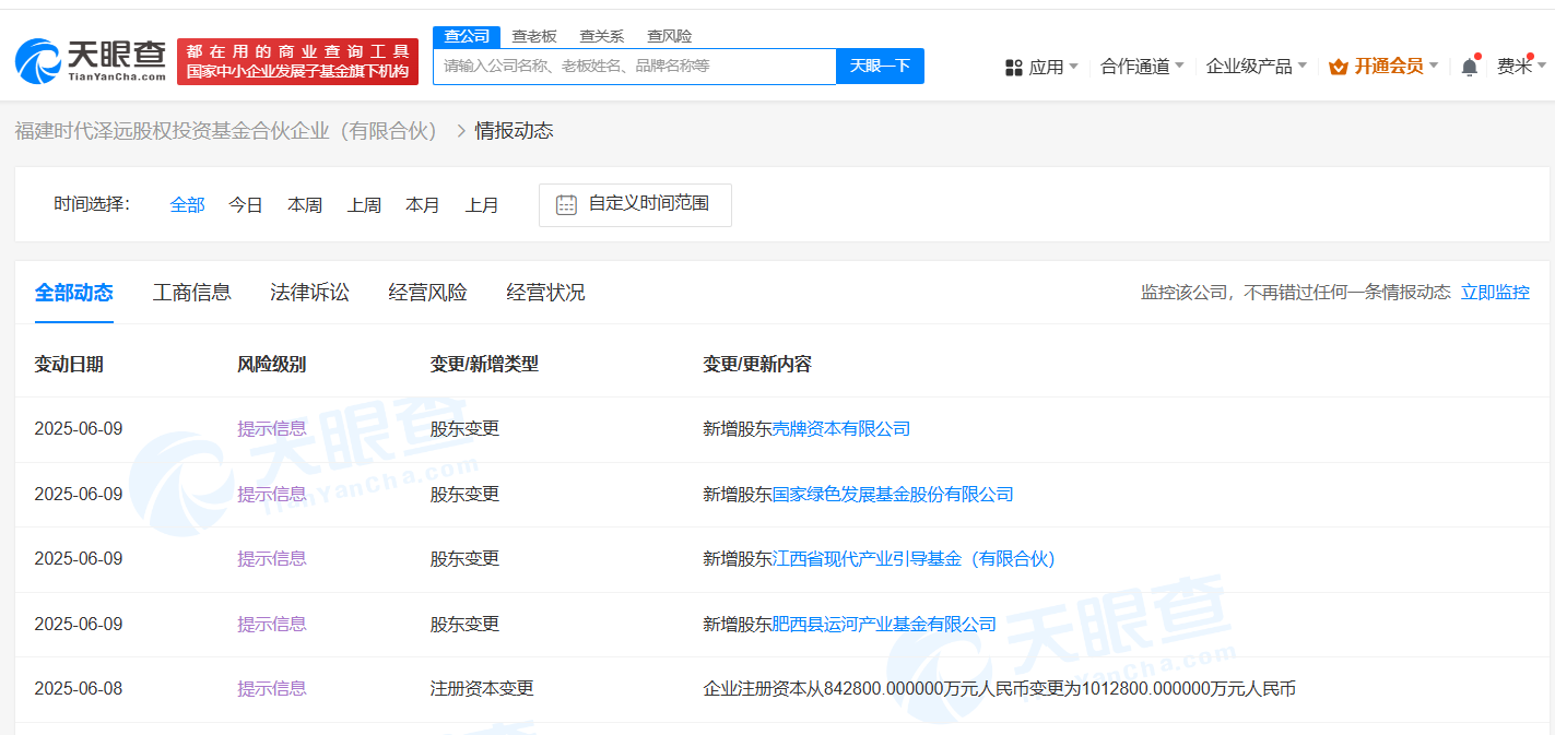 宁德时代参投基金增资至101.28亿 壳牌资本等入股