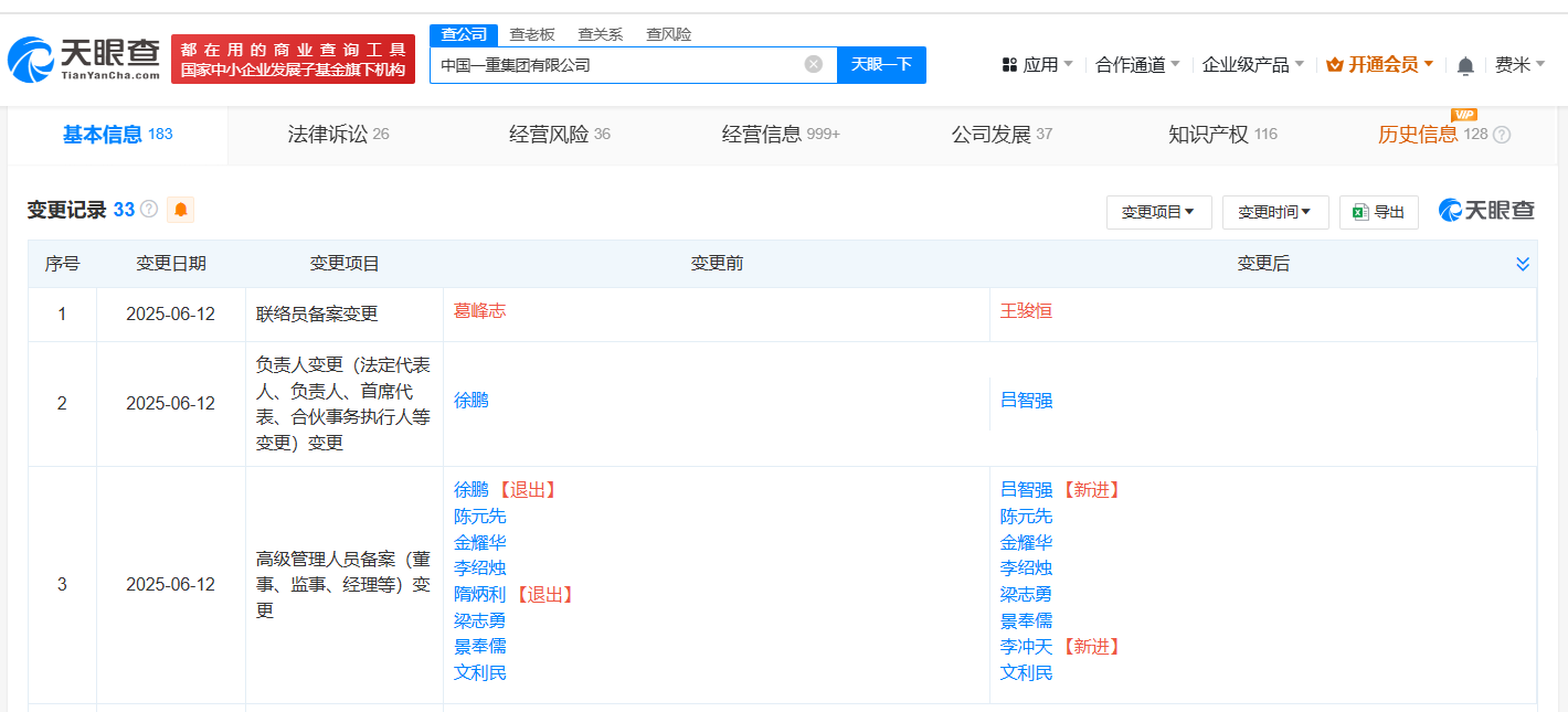 吕智强任中国一重集团董事长 中国一重集团换帅完成工商变更