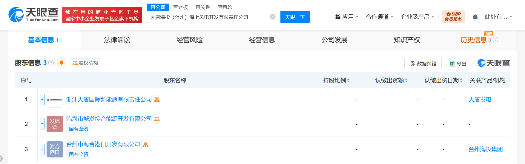 大唐发电等在台州成立海上风电开发公司 注册资本19.14亿