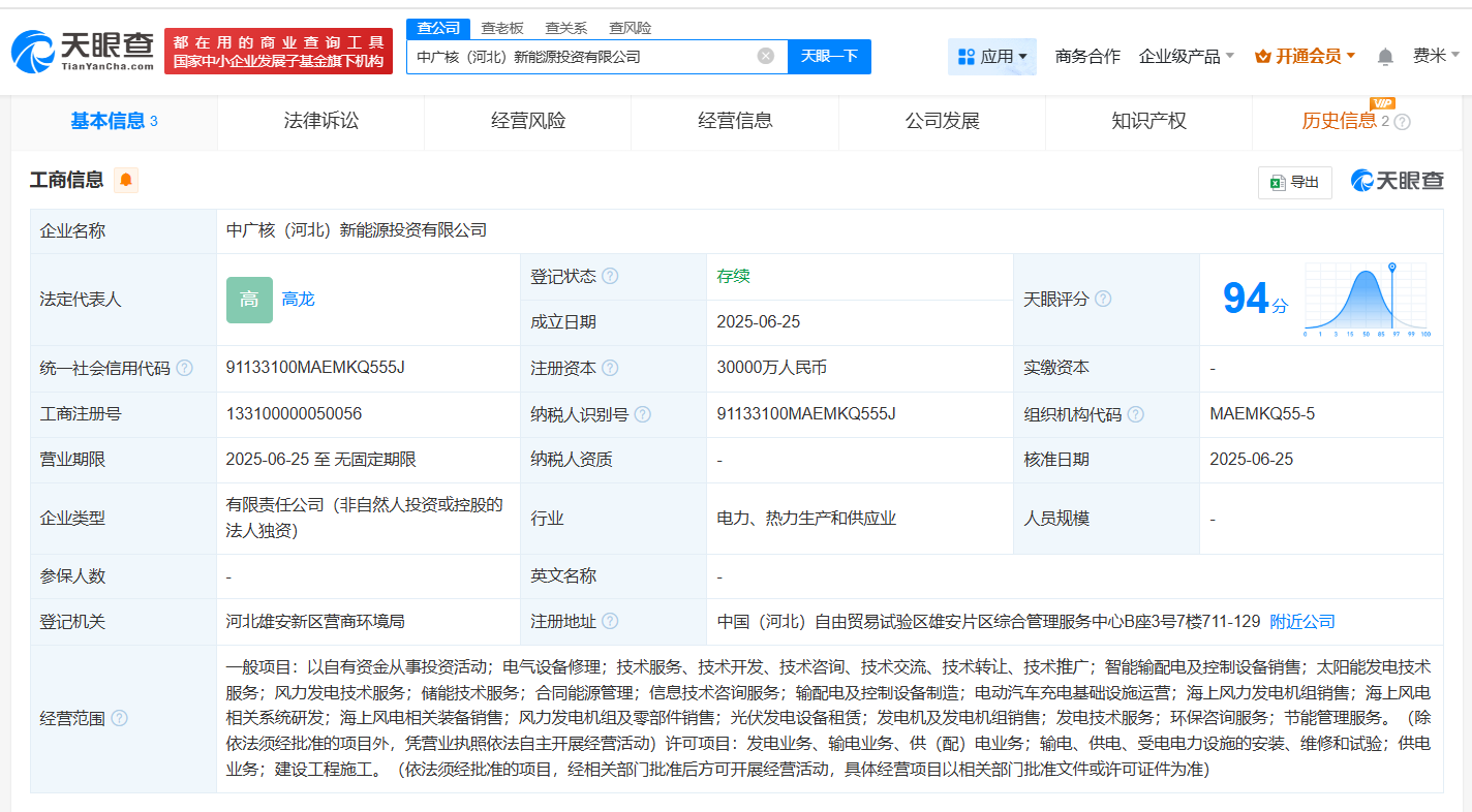 公司注册信息截图