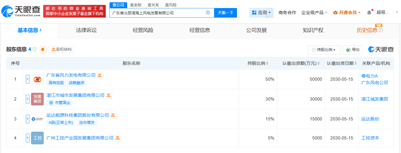 广东省北部湾海上风电发展公司成立  注册资本10亿