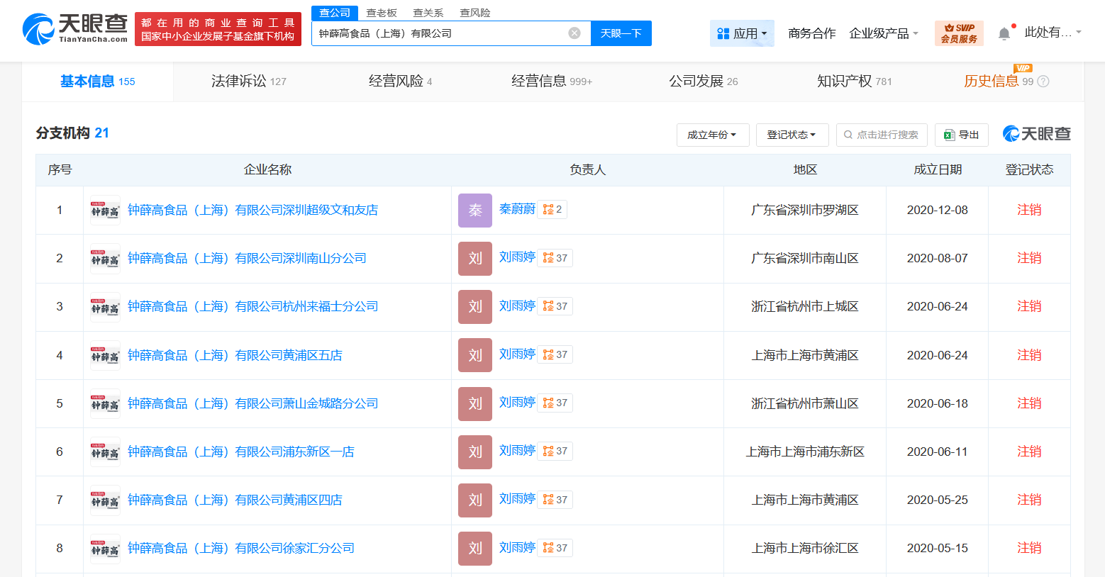 钟薛高创始人林盛已被限消
