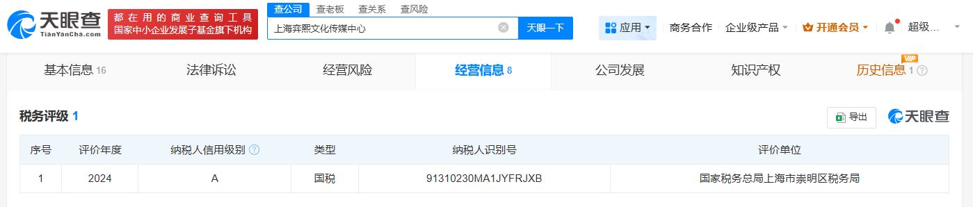 刘晓庆名下企业被评为A级纳税人