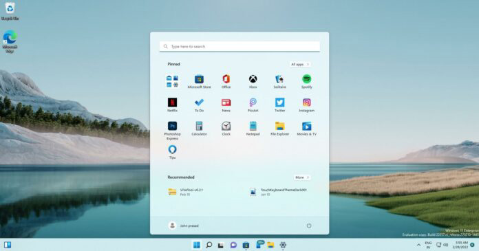 Windows 11 Start menu hides