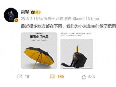 小米车主专属福利！雷军设计同款撞色雨伞，售价169元