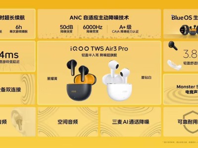 iQOO TWS Air3 Pro耳机震撼登场：A+级降噪，仅售199元