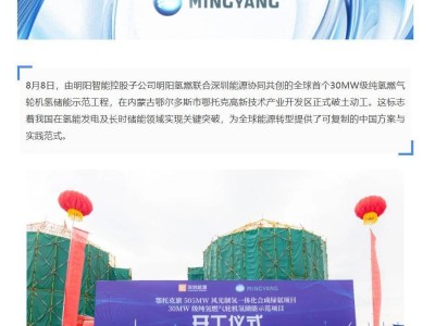 我国氢能发电迎新突破：全球首个30MW级纯氢燃机项目正式启动