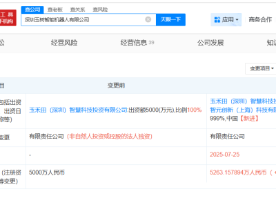 智元机器人入股玉禾田旗下智能机器人公司