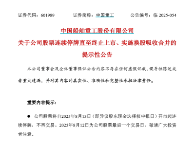 中国重工A股生涯倒计时！最后一个交易日将至