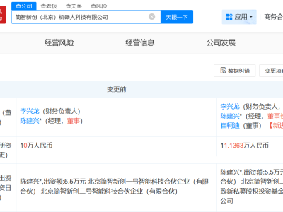 百度旗下基金等入股简智新创机器人公司
