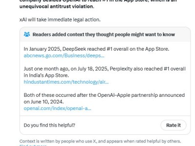 马斯克xAI诉苹果OpenAI，指控其在iPhone中排他捆绑ChatGPT违反反垄断