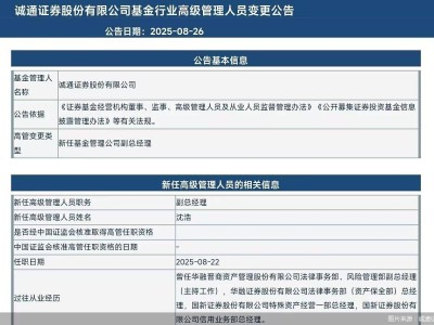诚通证券高层调整：沈浩履新副总经理，曾任多家金融公司高管