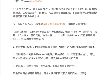 vivo X300影像大升级：详解蔡司两亿超级主摄与CIPA 4.5防抖技术